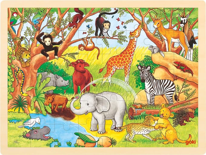GOKI Puzzel - Afrika - 48 Stukjes - 40X30X0,8Cm - Hout - 3 Jaar