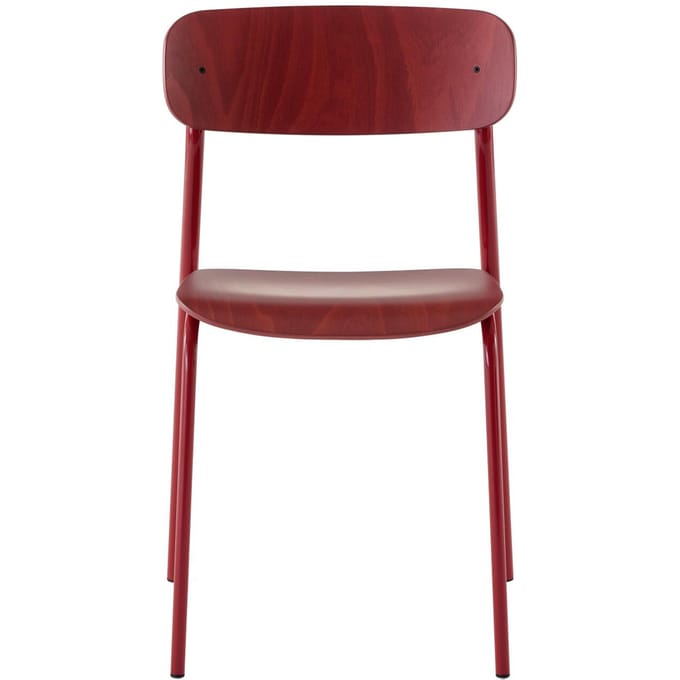Thonet S 243 Stalen buisstoel - Beuken roestrood (TP 239) - tomaatrood