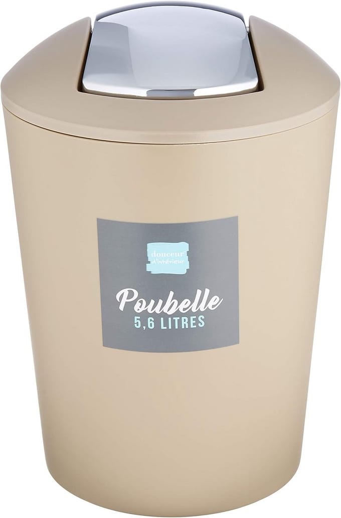 Swing Bin 5,6 Liter Taupe - Afvalemmer voor Huishoudelijk Gebruik