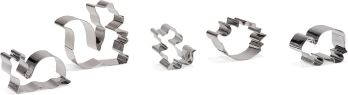 uitsteekvormen Bosdieren RVS zilver 5-delig