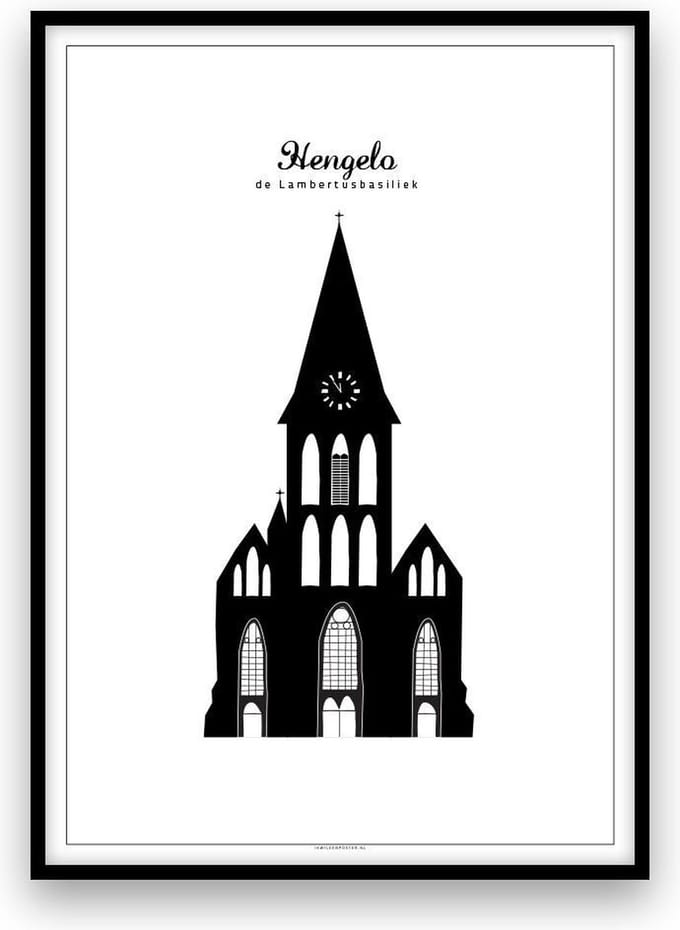 Hengelo stadposter - zwart-wit
