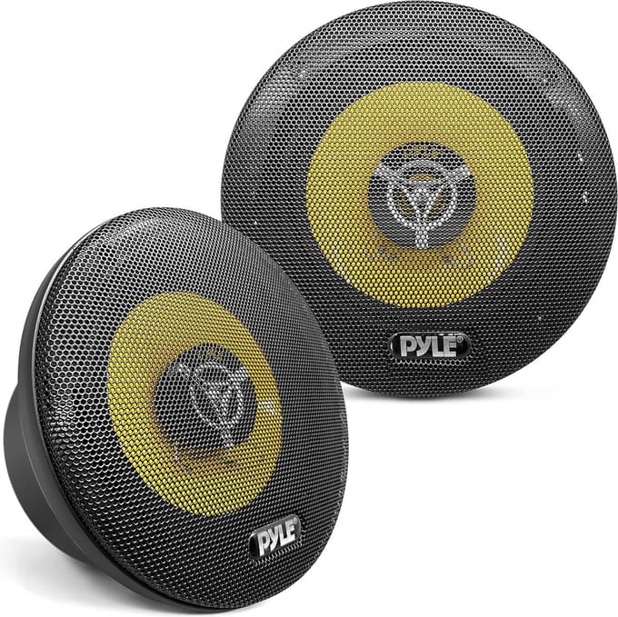 Pyle Autoluidspreker – 3-Weg Auto Speaker-Luidspreker voor Auto- Geschikt voor Standaard OEM - Paar- Geel/Zwart