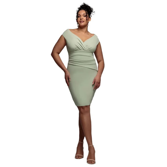 Off-shoulder jurk dames Goddiva Plus Midi