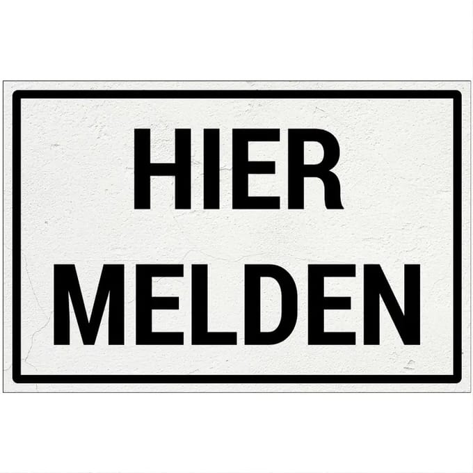 Hier melden bord | Forex Re materiaal | 18 x 12 cm