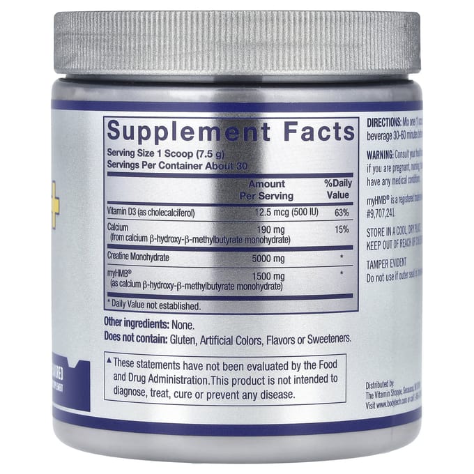 BodyTech, Elite, Créatine + HMB, Sans saveur, 7,94 oz (225g)