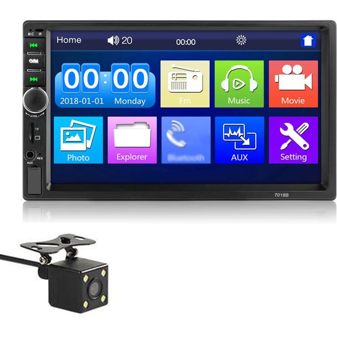 7-inch Double Din Autoradio Receiver 2 Din Autoradio Autoradio Touchscreen BT MP5-speler met 7018B blue
