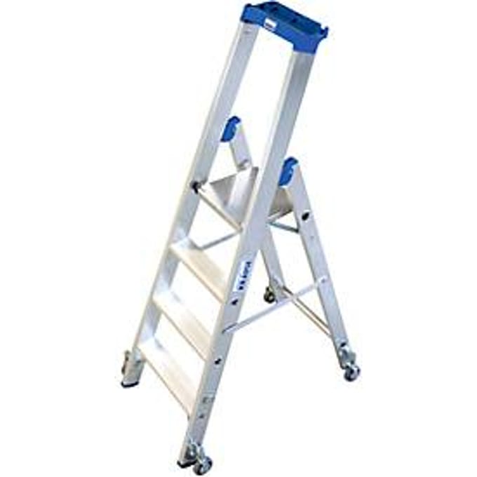 Aluminium trapladder, verrijdbaar, 4 treden