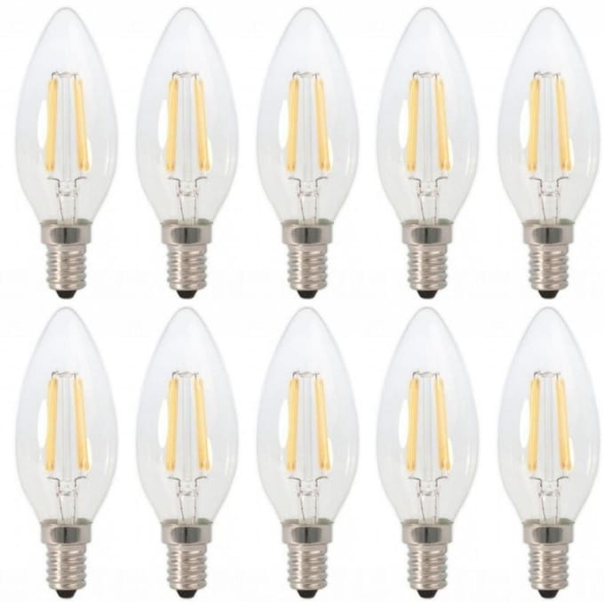 LED kaarslamp E14 warmwit 2700K - 4W - filament helder glas - 10 stuks