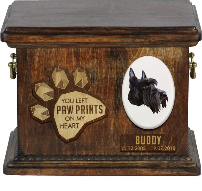 Persoonlijke urn voor Scottish Terrier - Herdenkingsdoos voor hondenas