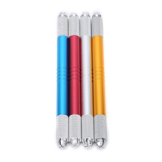 4 stuks Handmatige Microblading Pen Aluminiumlegering Make-up Wenkbrauw Tattoo Pen Set Accessoire white