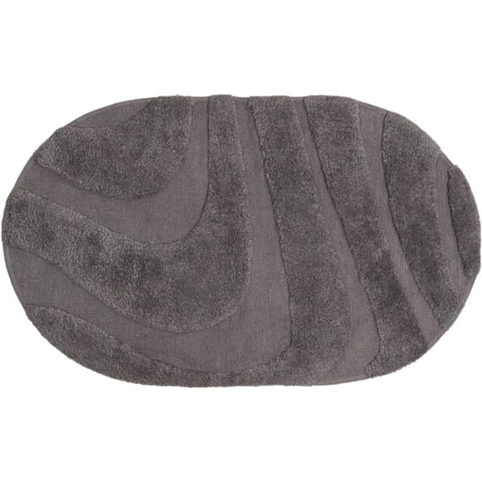 Badmat Beau - Grey Ovaal 60 x 100 cm - Zachte Katoenen Badmat met Antislip