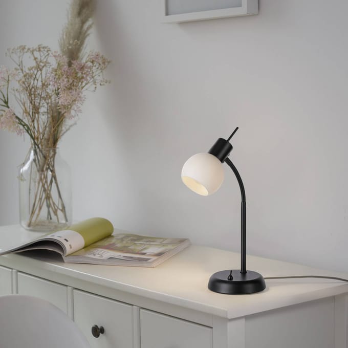 JUST LIGHT. GmbH JUST LIGHT. Loki tafellamp, zwart, ijzer, glas