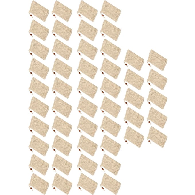 50 STUKS Zeepzak Herbruikbaar Gebruiksvriendelijk Schuimend en Drogend Zeep Houder Pouch met Trekkoord Koffiekleurige Houten Kralen beige