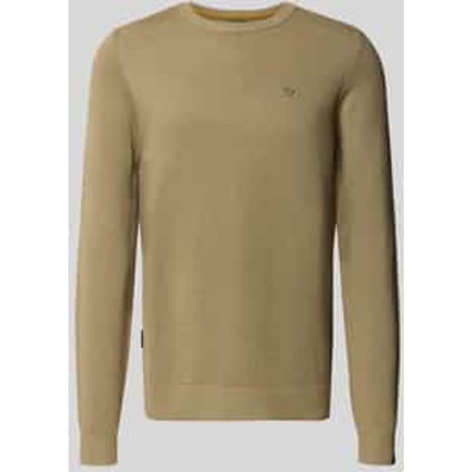 Gebreide pullover met ronde hals en labelstitching
