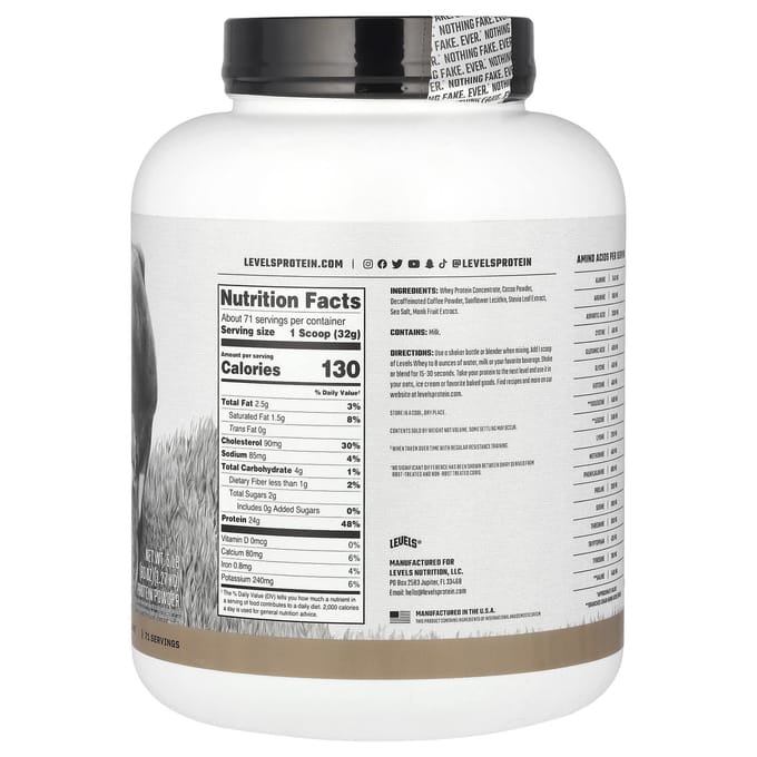 Weiproteïnepoeder van grasgevoerde koeien, Chocolade Mocha, 2,27 kg (5 pond)