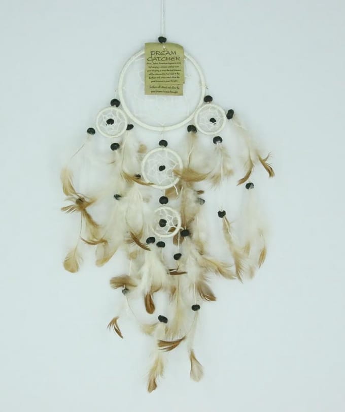 Dromenvanger / Dreamcatcher Ø9cm met kleintjes  - naturel