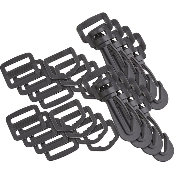VBS Tas accessoires set "Karabijnhaak, D-ring en Ladder Gesp", 30 stuks - 20 mm
