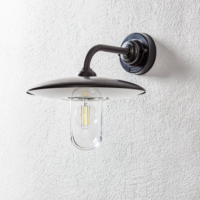 Moretti Luce Buitenwandlamp Golfo messing gebruineerd glas