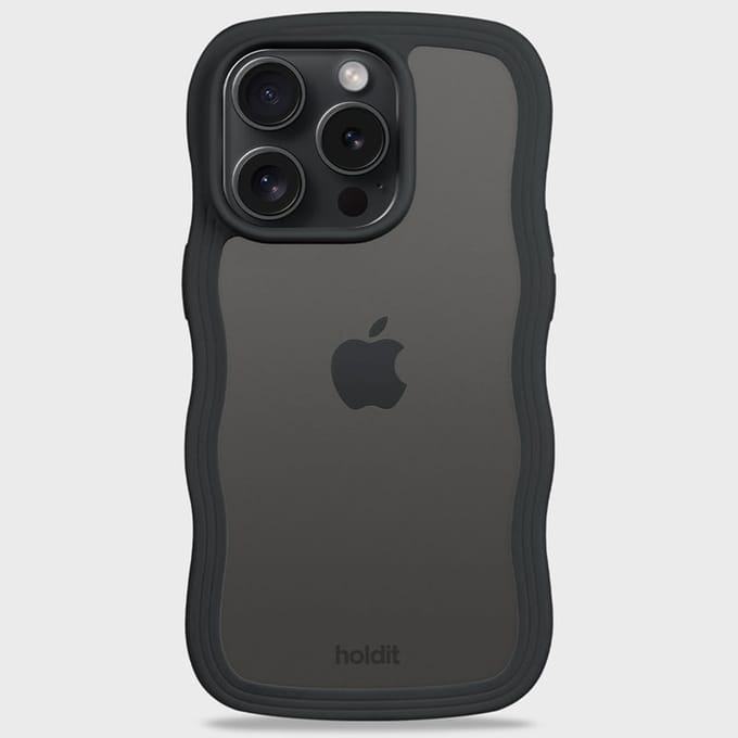 Holdit Wavy Case geschikt voor Apple iPhone 14 Pro - Black / Transparent