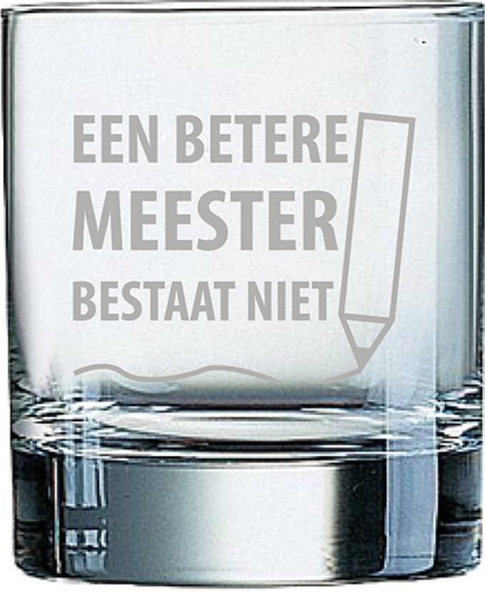 Gegraveerde Whiskeyglas 20cl een betere meester bestaat niet