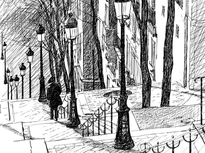 Fotobehang - trap - Montmartre.
