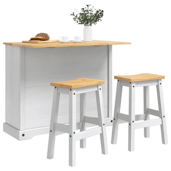 vidaXL Keuken Eiland Set 3 st CORONA Wit en Honing Was