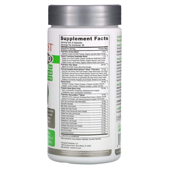 Greens First, PRO Fytovoedingsstof Antioxidant Superfood, 180 Capsules