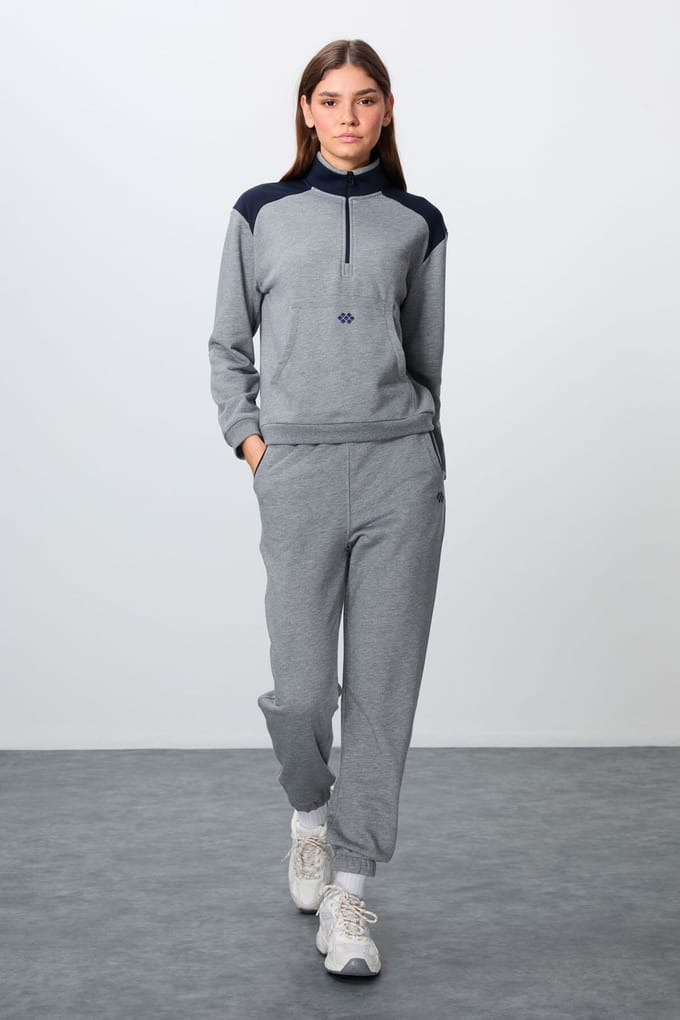 Kleurgeblokte Fleece Trainingsoutfit Set