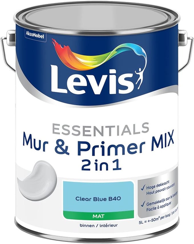 Levis - Essentials Mur & Primer Mix - Clear Blue B40 - Mengverf - 5 L