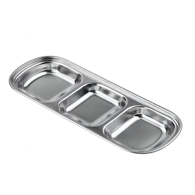 RVS 3-vaks dipschaal Kruidensaus Kruidenschaal BBQ Restaurant Bestek gray