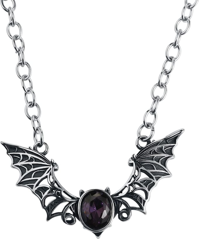 etNox - Gothic Halsketting - Bat - voor Vrouwen - zilverkleurig