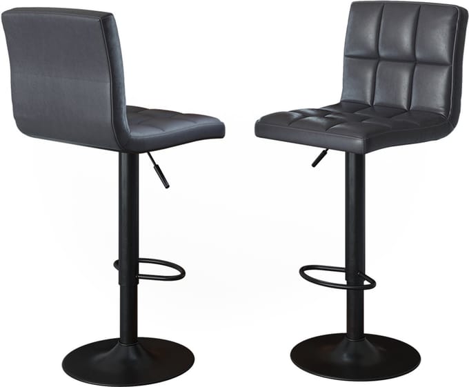 Vicco Barkrukken set van 2 Sena, Grijs/Zwart, 42 x 94 cm