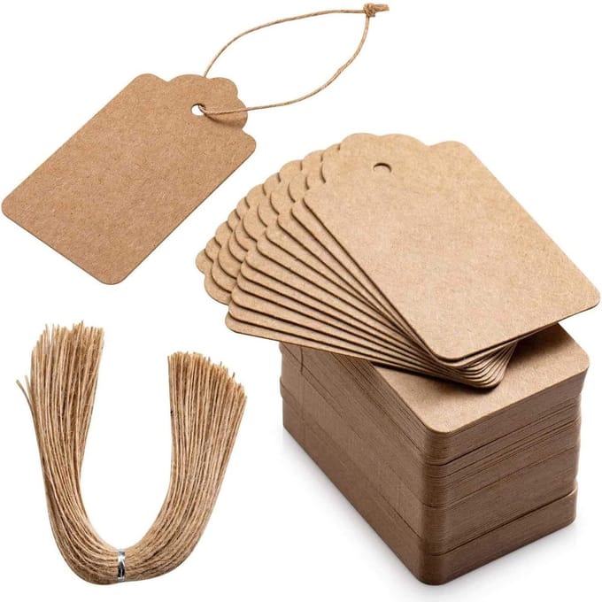 Kraftpapieren Hanglabels met Touw - 100 Stuks