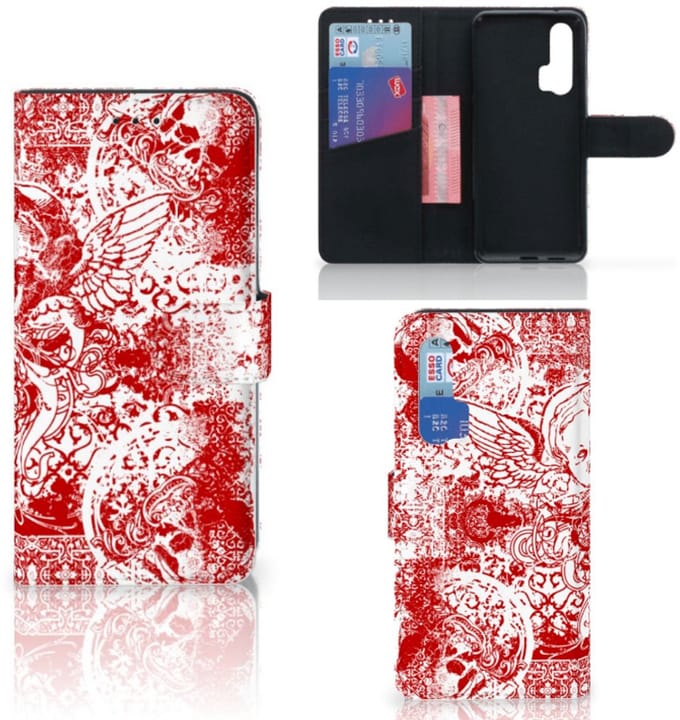 Telefoonhoesje met Naam Honor 20 Pro Angel Skull Rood