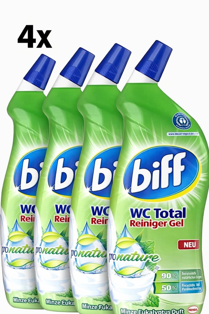 (4x) Biff - WC Total Gel - ProNature Toiletreiniger - Mint Eucalyptus 4 x 750ml