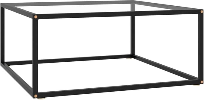 Moderne Salontafel met Gehard Glas en Stalen Frame 80x80x35 cm