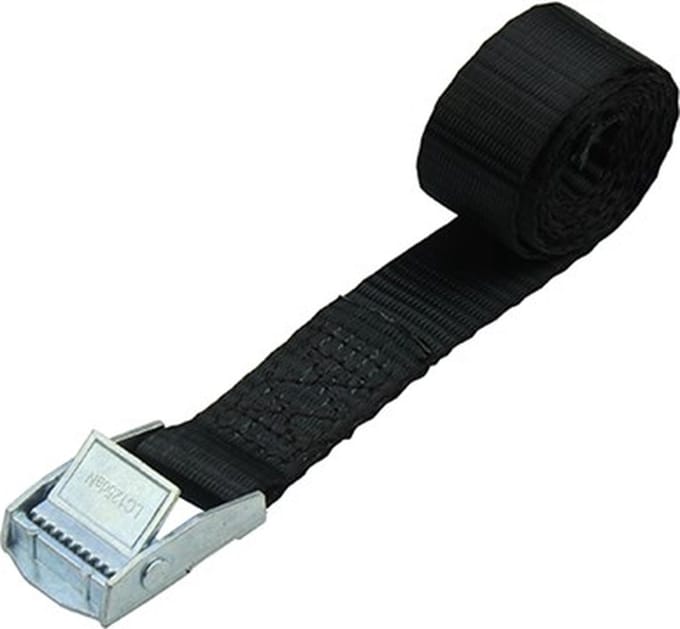 Spanband met klemgesp zwart 250kg (1mtr)