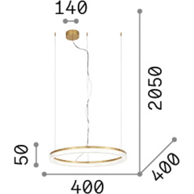 IDEAL LUX LED hanglamp Crown Ø 40 cm, wit, metaal