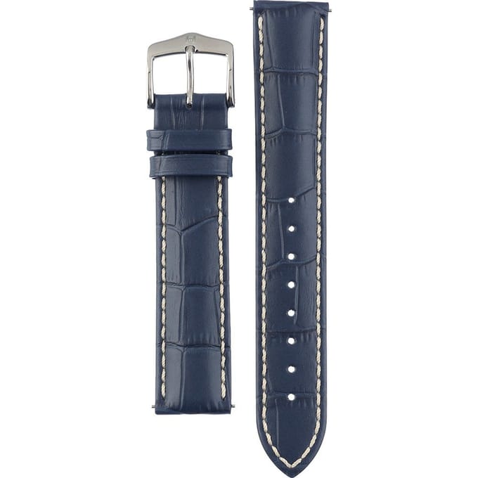 Hirsch Horlogeband -  Modena Donkerblauw  - Leer - 19 mm