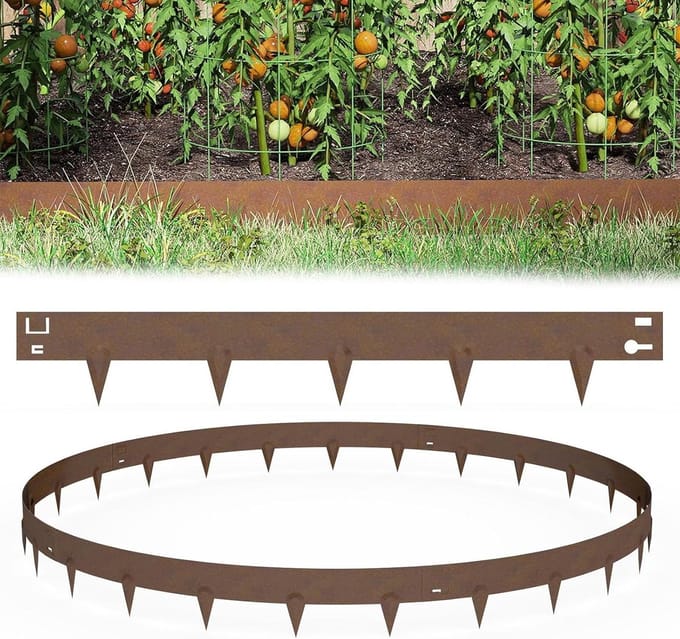 Grasrand Afscheiding - Tuinrand Flexibel - Tuin Ontwerp - Roestvrij Staal - 10 stuks - Bruin