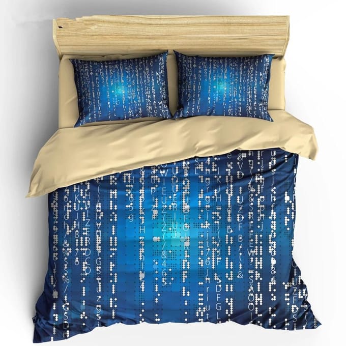 Programmeur Dekbedovertrek King Queen Size Groen Binaire Print Programmeercode Gegevens Beddengoedset Computerprogramma Nummer Dekbedovertrek US Twin(172x218cm)