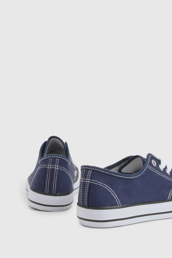 boohoo Dames Canvas lage trainers | Navy | Maat: 4