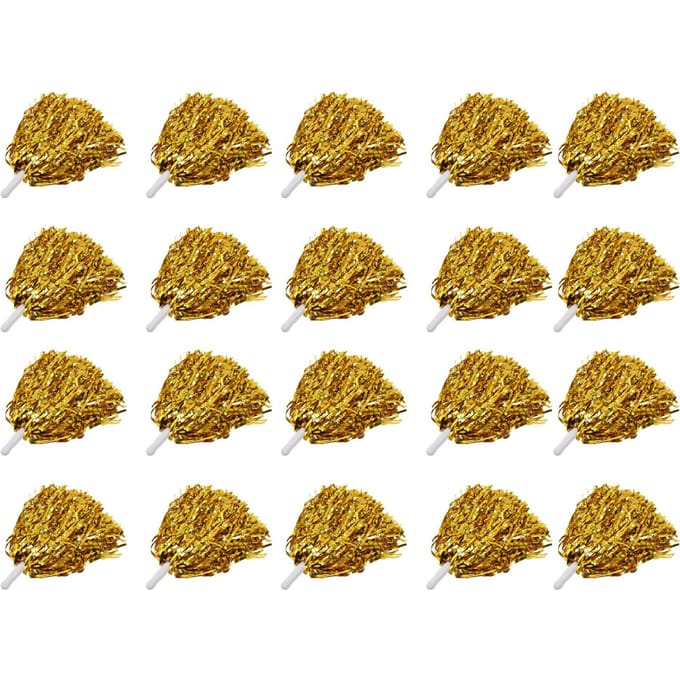 20 Pièces Pompon de Cheerleading à Main 3,3 po Poignée Couleur Pure PET Durable Pompons de Cheerleading pour or