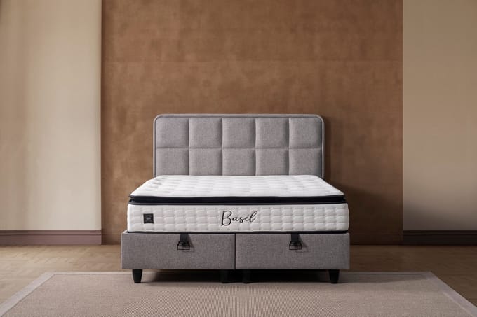 BSS Bedding Future - Bed Boxspring Set - Complete Boxspring - 180x200 - Slaapkamerbed - 1 x Matras met Topper - 2 x Bedbox - 1 x Hoofdbord
