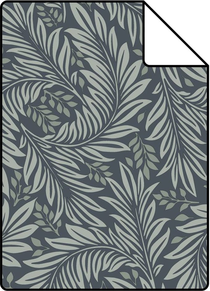 Proefstaal ESTAhome behang bladeren vergrijsd blauw - 26.5 x 21 cm - 131146-S
