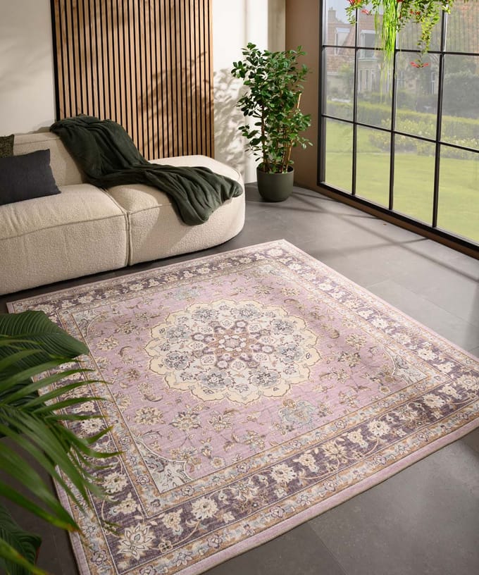 Vintage buitenkleed vierkant - Valenca Nova paars/roze 230x230