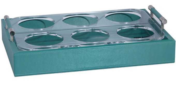 Marine Business Waves kunstleren turquoise Glazenhouder maat L