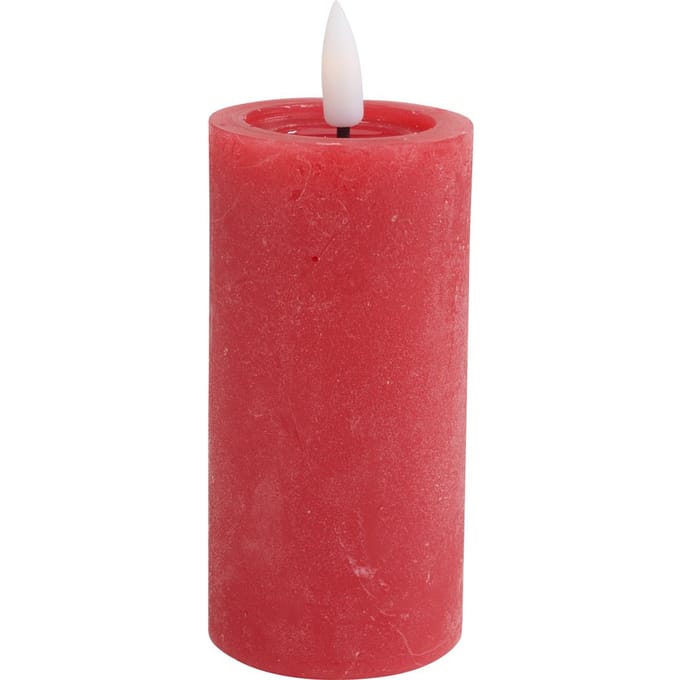 LED echte waskaars "10 x 5 cm", met timer 6/18 uur. - Rood