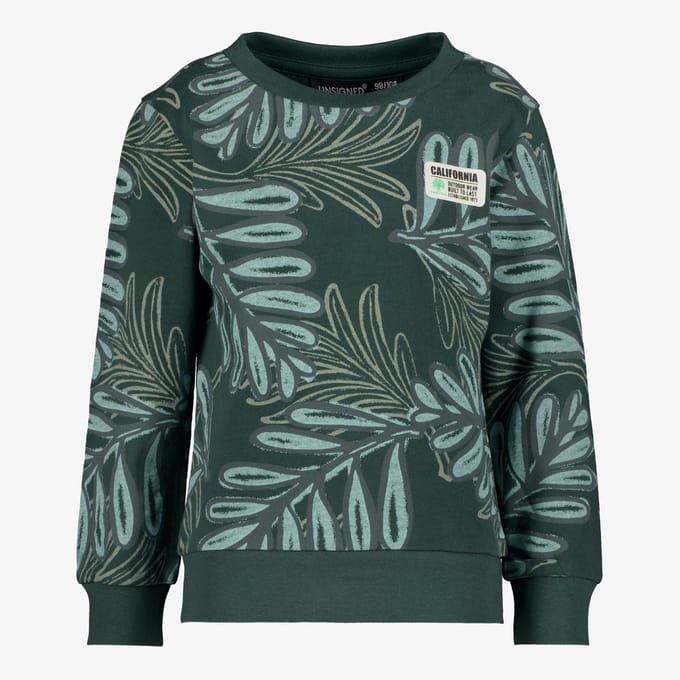 Unsigned jongens sweater met bladerenprint groen - Maat 92