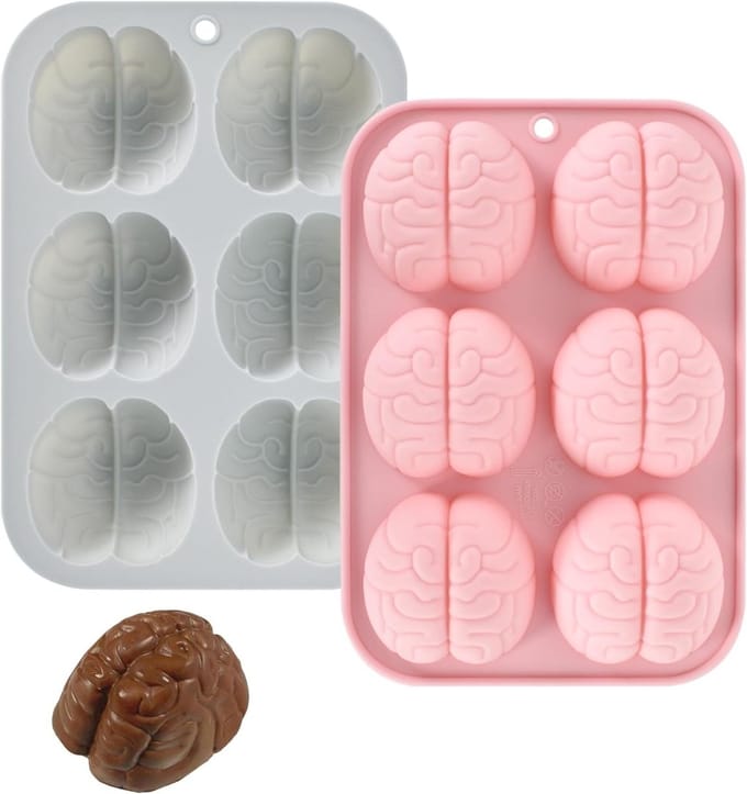 Mini Siliconen Mold voor Halloween - 2 Stuks 3D Hersenvorm voor Pudding, Taart en Chocolade Creaties